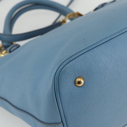 Miu Miu Madras Convertible Lock Leather, Blue, Leather, Tote Bag