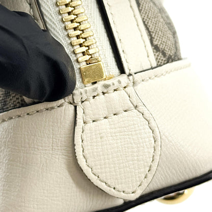 Gucci Horsebit 1955 Top Handle GG Canvas with Leather, White, Canvas, Handbag
