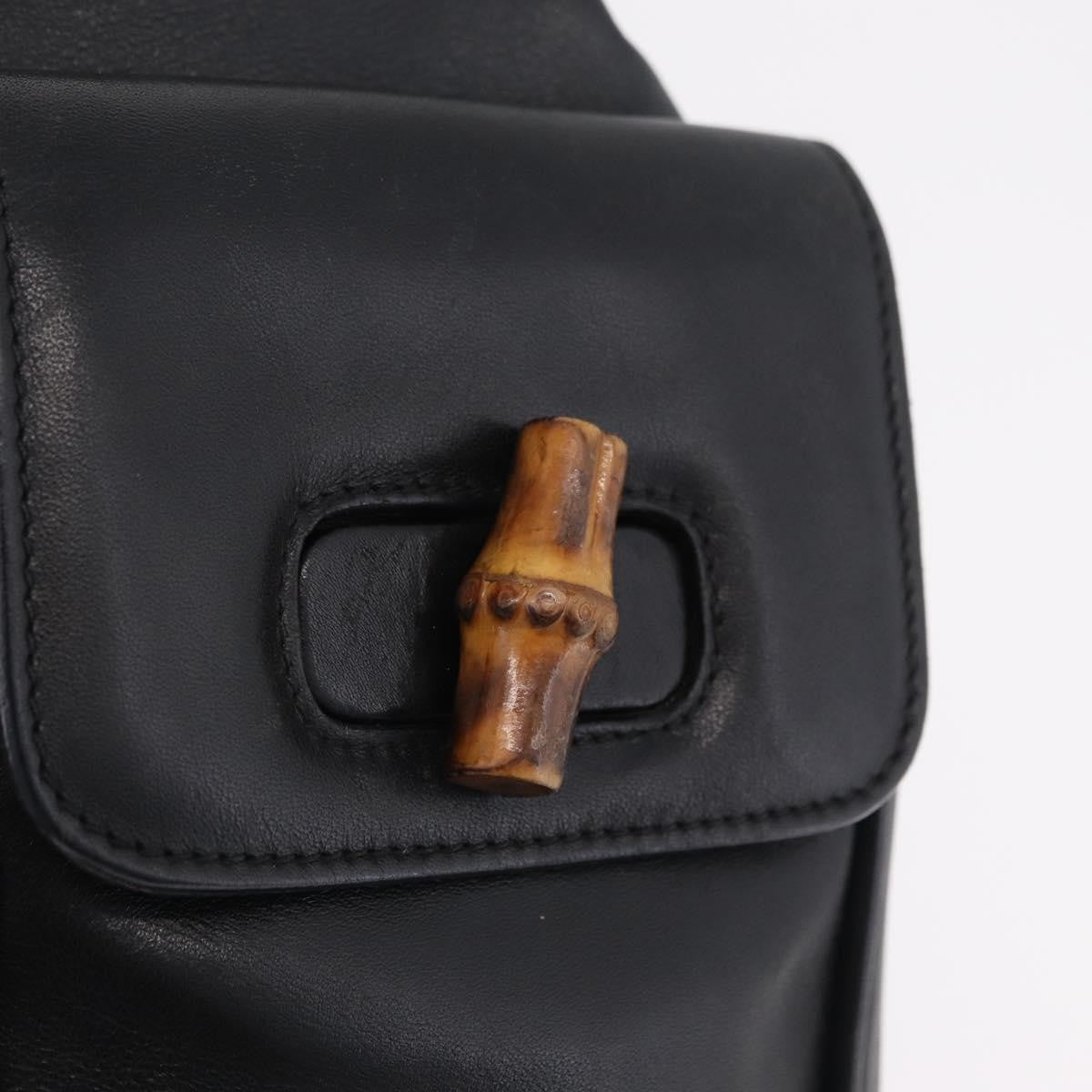 Gucci Vintage Bamboo Leather, Black, Leather, Backpack