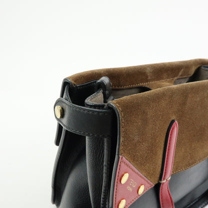 Fendi Flip Leather and Suede, Black, Leather, Tote Bag