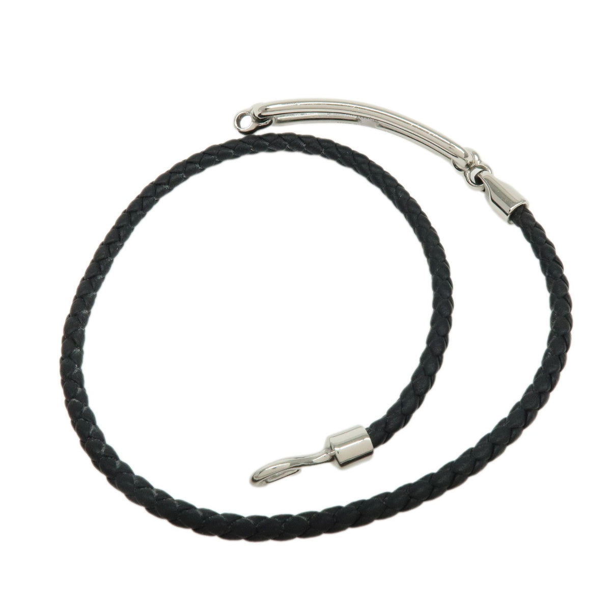 Hermes Roulis Double Tour Braided Leather, Black, Leather, Bracelet