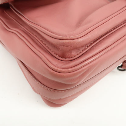 Bottega Veneta Drawstring Flap Leather with Intrecciato, Pink, Leather, Backpack