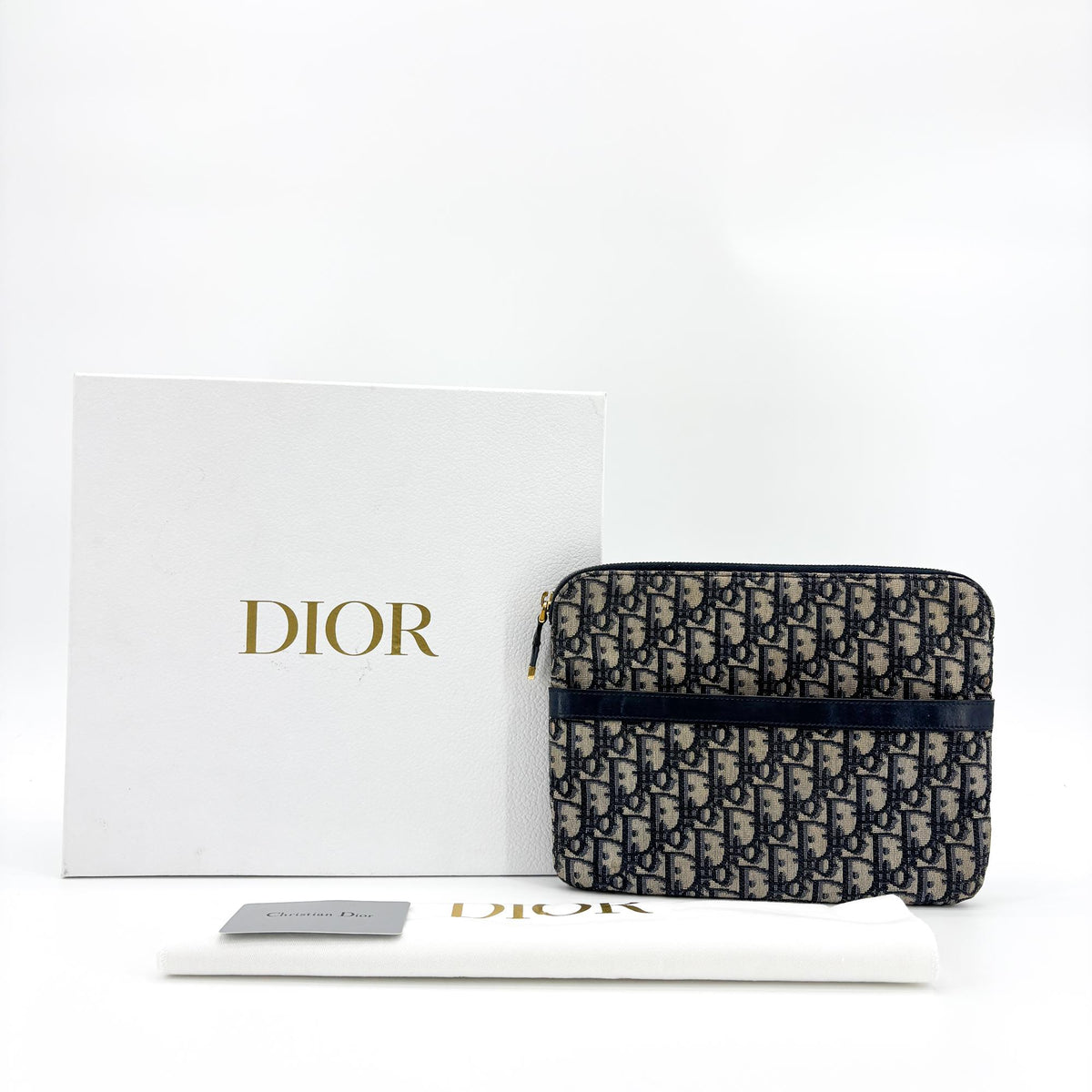 Christian Dior Travel Kit Oblique Canvas, Navy, Canvas, Toiletry Case