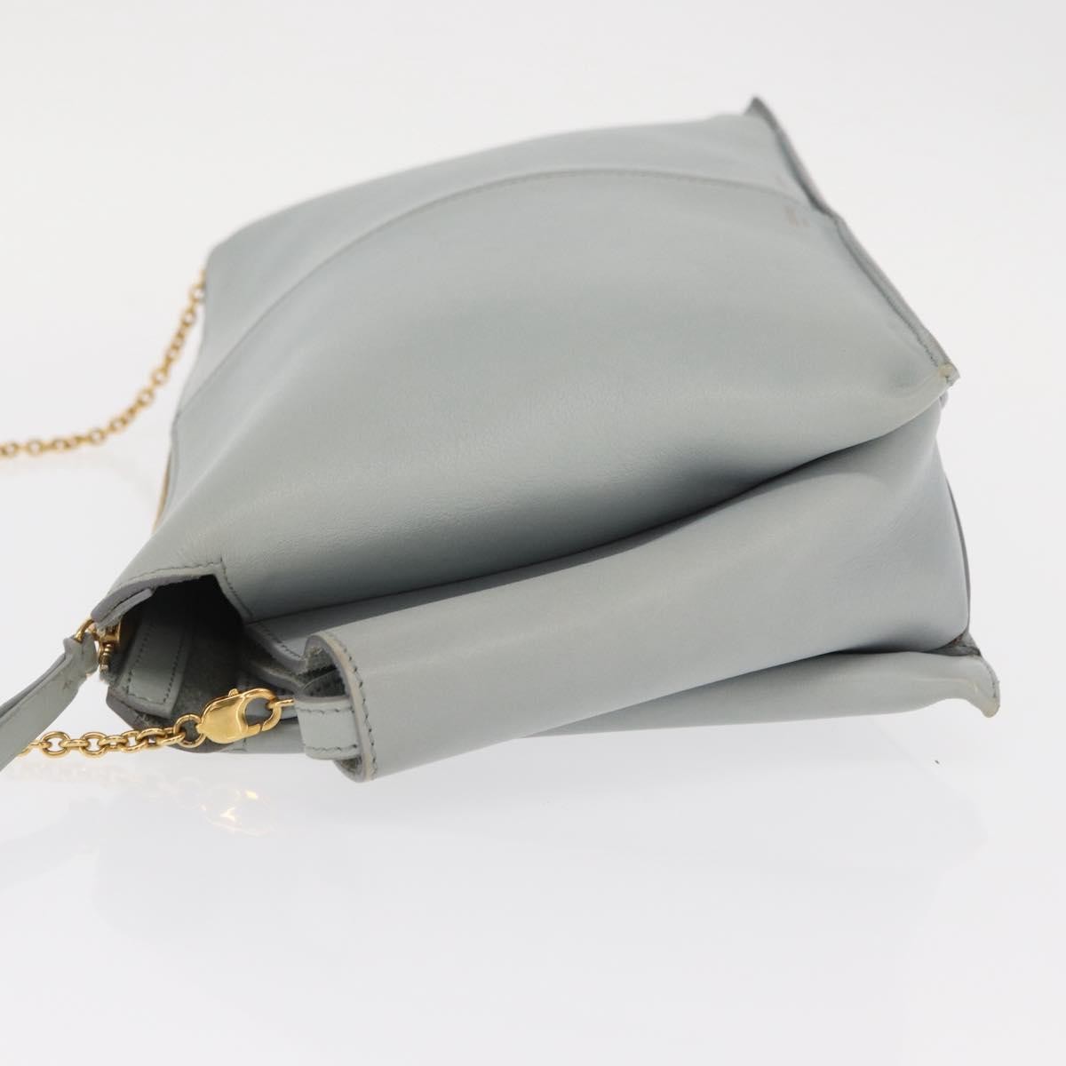 Celine Tri-Fold Clutch on Chain Smooth Leather, Gray, Leather, Clutch
