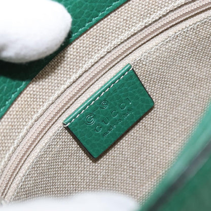 Gucci Interlocking Chain Leather, Green, Leather, Shoulder Bag
