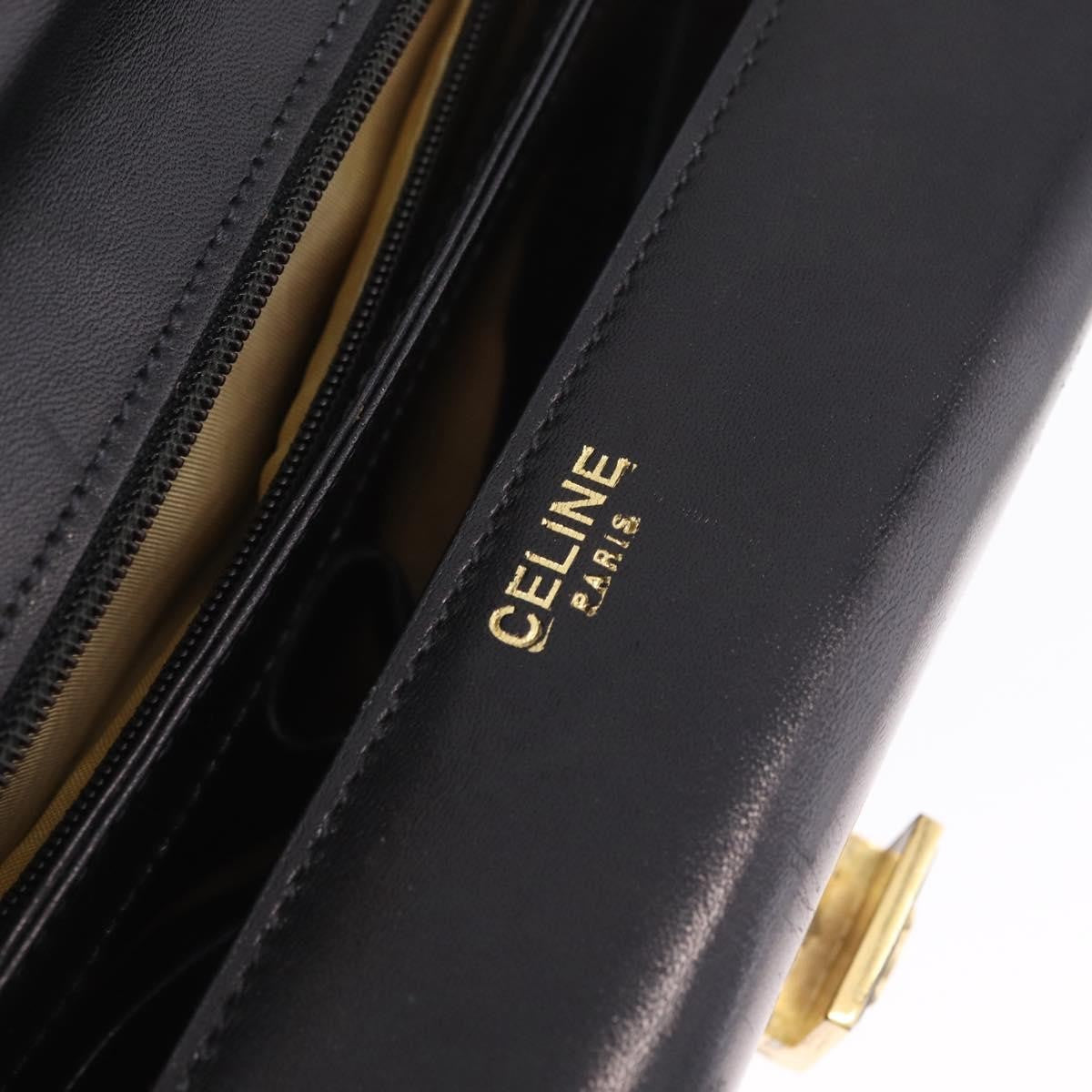 Celine Shoulder Leather, Black, Leather, Shoulder Bag