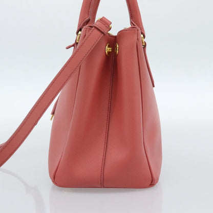 Prada Galleria Double Zip Saffiano Leather, Pink, Leather, Tote Bag