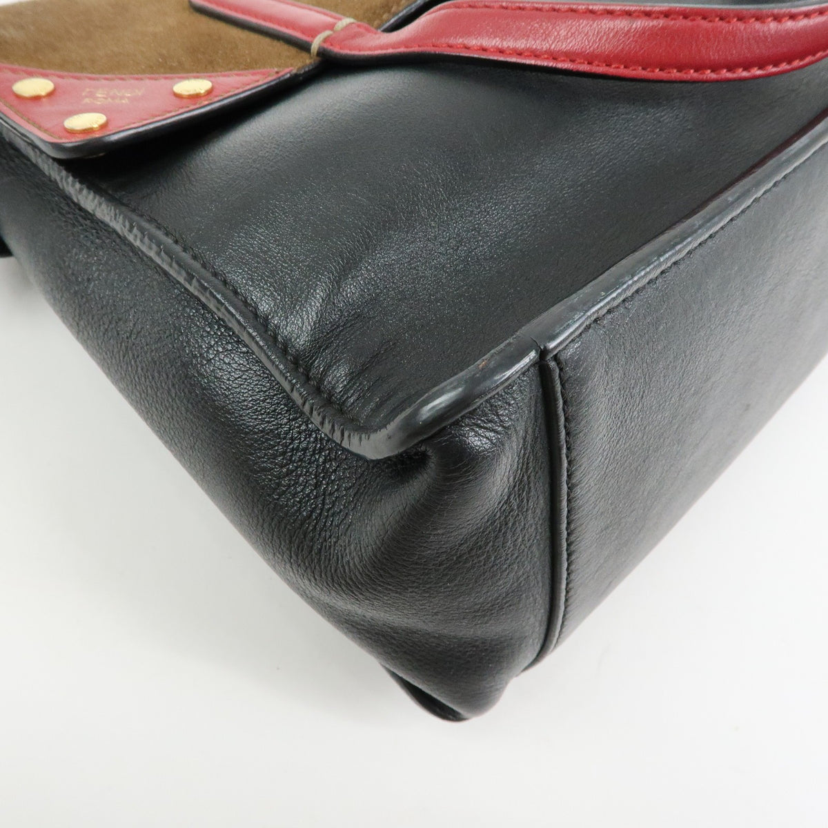 Fendi Flip Leather and Suede, Black, Leather, Tote Bag