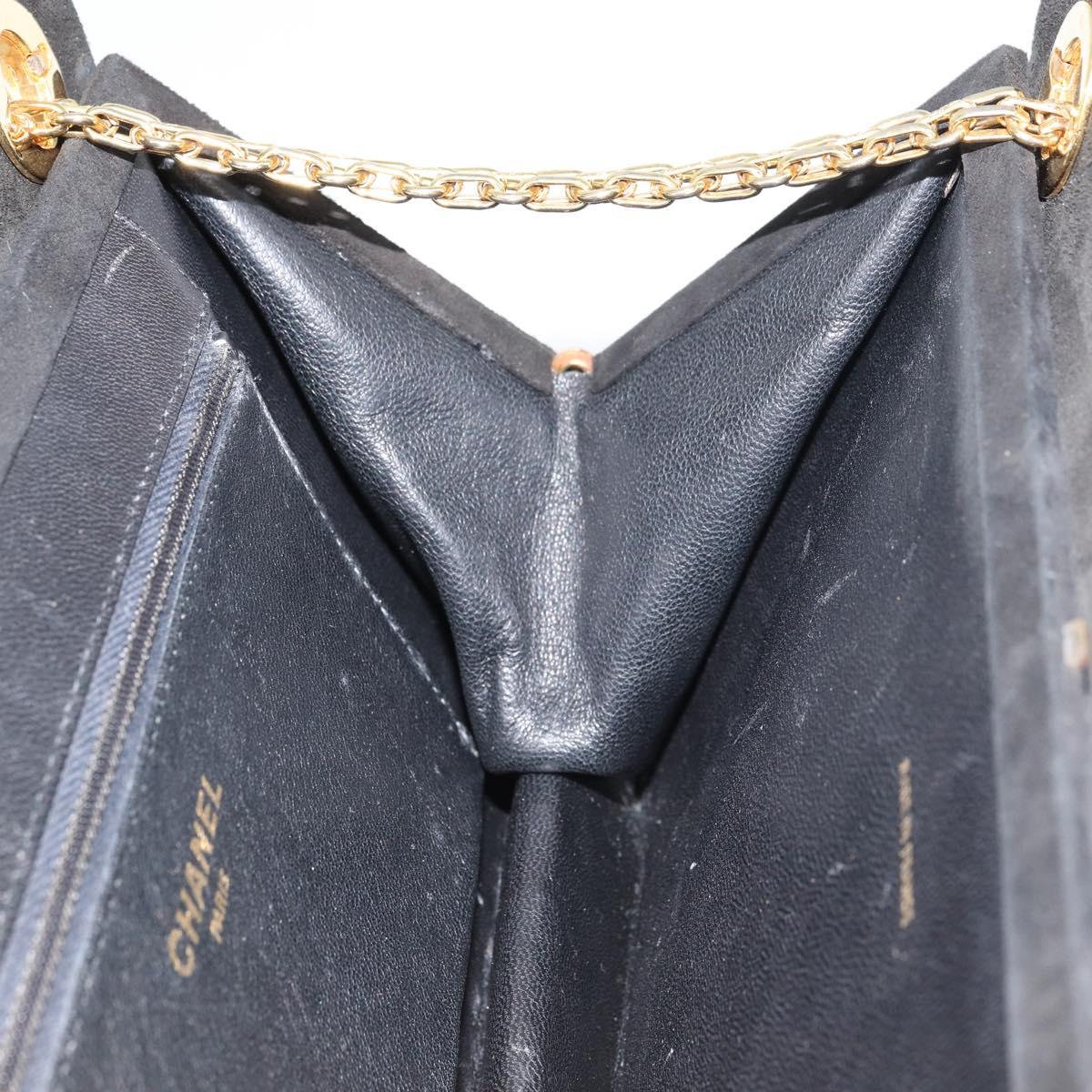 Chanel Matelasse Chain Shoulder Bag Suede, BLACK, SUEDE, Shoulder bag