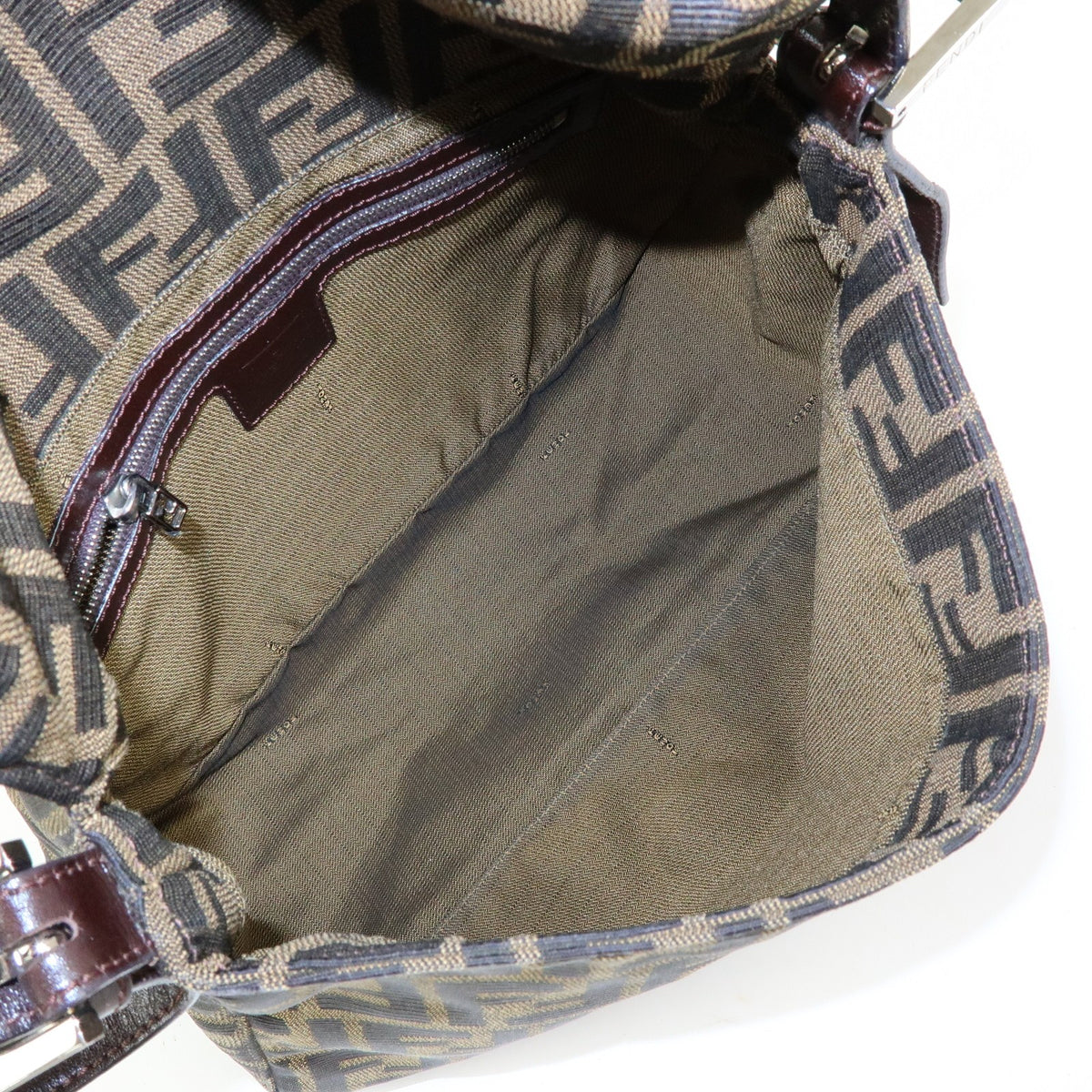 Fendi Zucchino Mamma Baguette Canvas, Brown, Canvas, Shoulder Bag