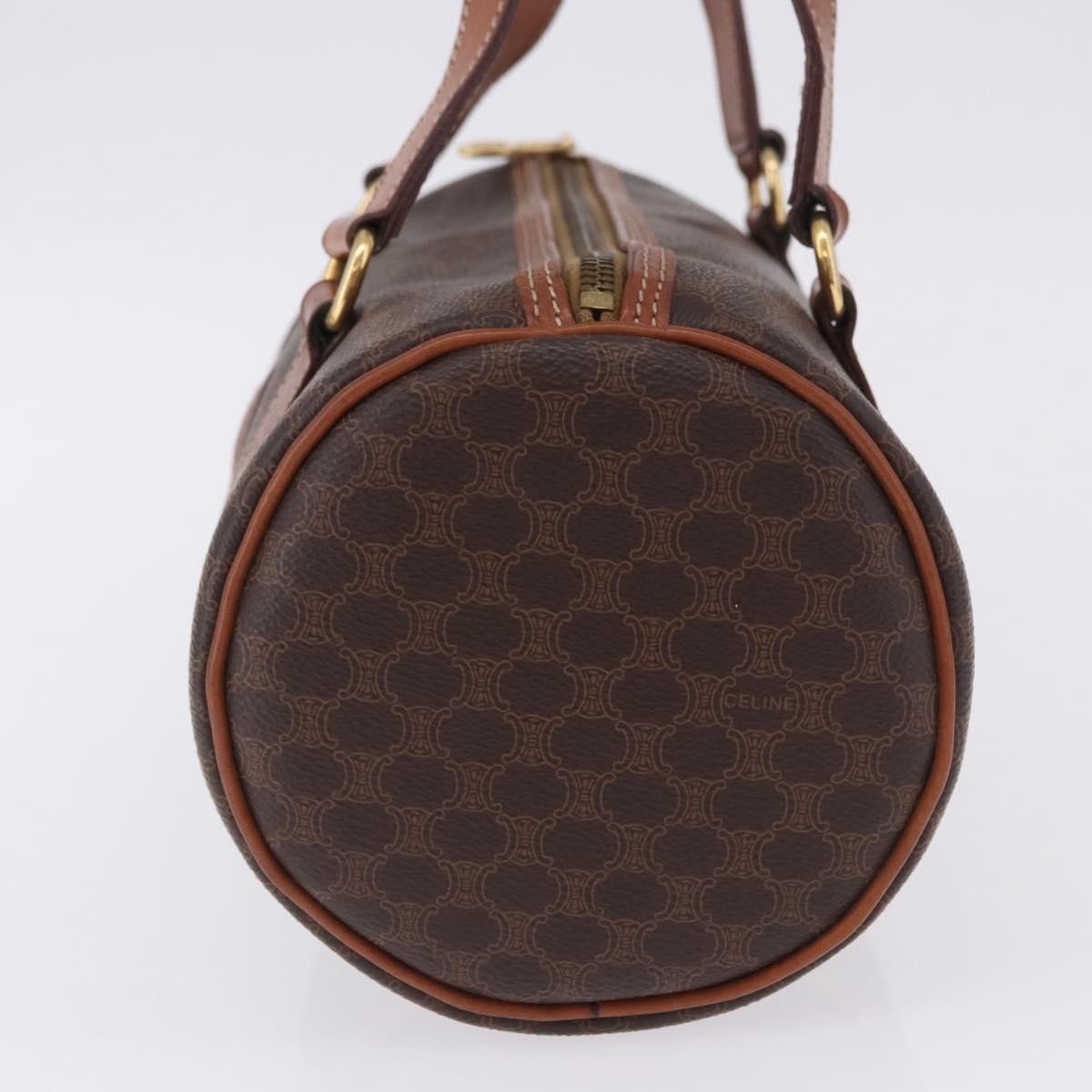 Celine Vintage Barrel Macadam Canvas & Leather, Brown, PVC, Handbag