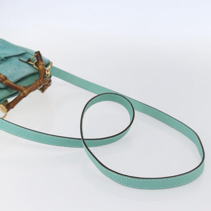 Gucci Bamboo Zip Pouch Leather, TURQUOISE, SUEDE, Clutche & pouche