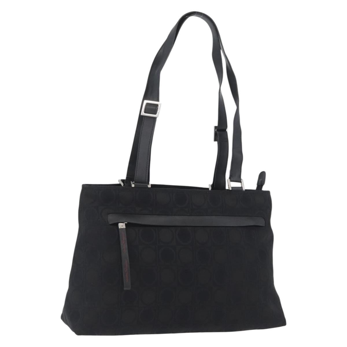 Salvatore Ferragamo Gancini Tote Gancini Canvas, Black, Canvas, Tote Bag