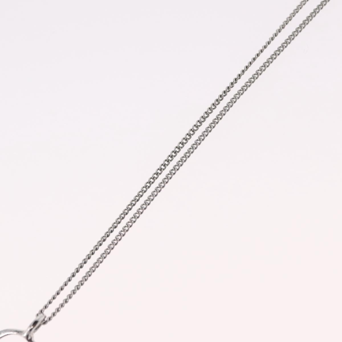 Christian Dior Vintage Logo Pendant Metal, Silver, Metal, Necklace