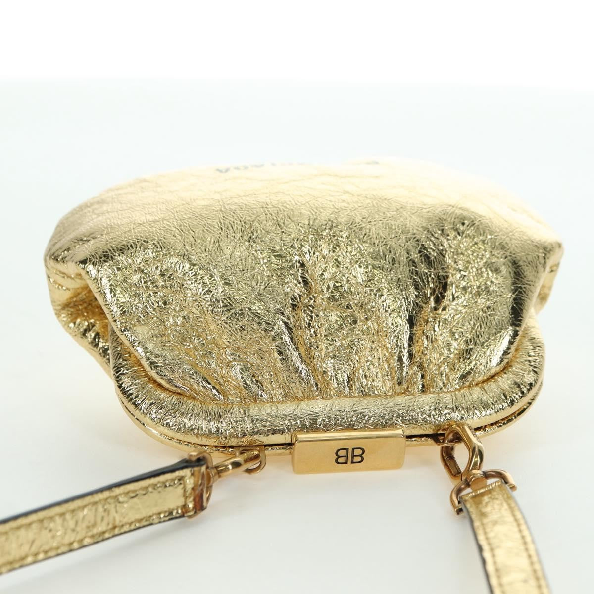 Balenciaga Cloud Clutch Leather, Gold, Leather, Clutch