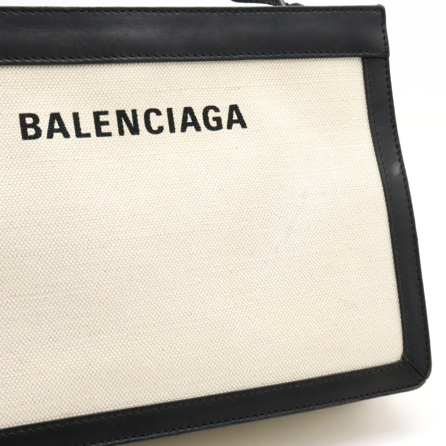 Balenciaga Navy pouch, Beige, Canvas, clutch