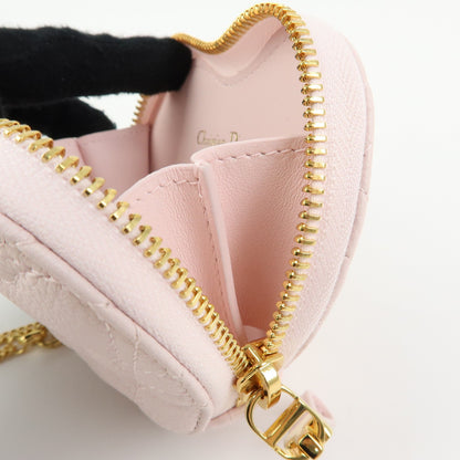 Christian Dior DiorAmour Caro Heart Pouch with Chain Cannage Quilt Calfskin, Pink, Leather, Clutch