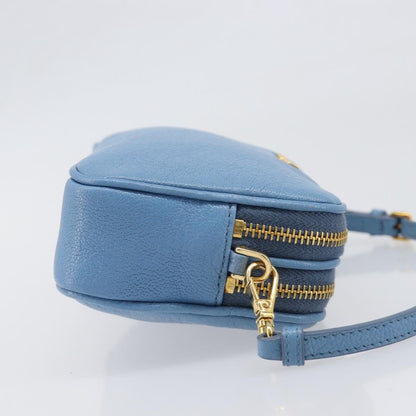 Miu Miu Double Zip Pochette Leather, Blue, Leather, Clutch