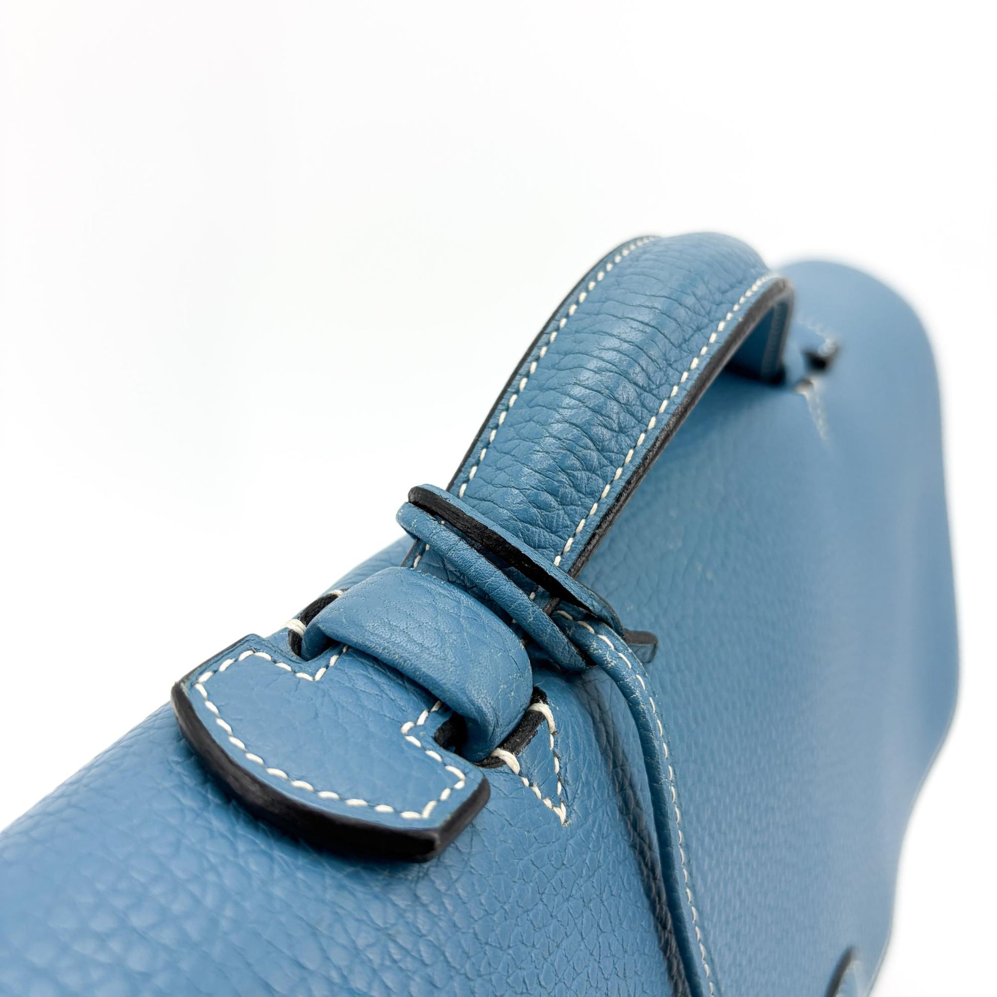Hermes Sac a Depeches Togo, Blue, Leather, Handbag