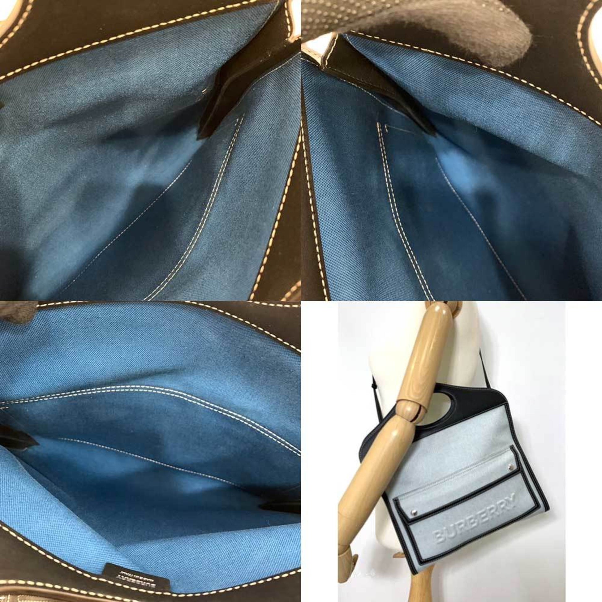 Burberry Pocket Bag, Navy, Canvas, handbag