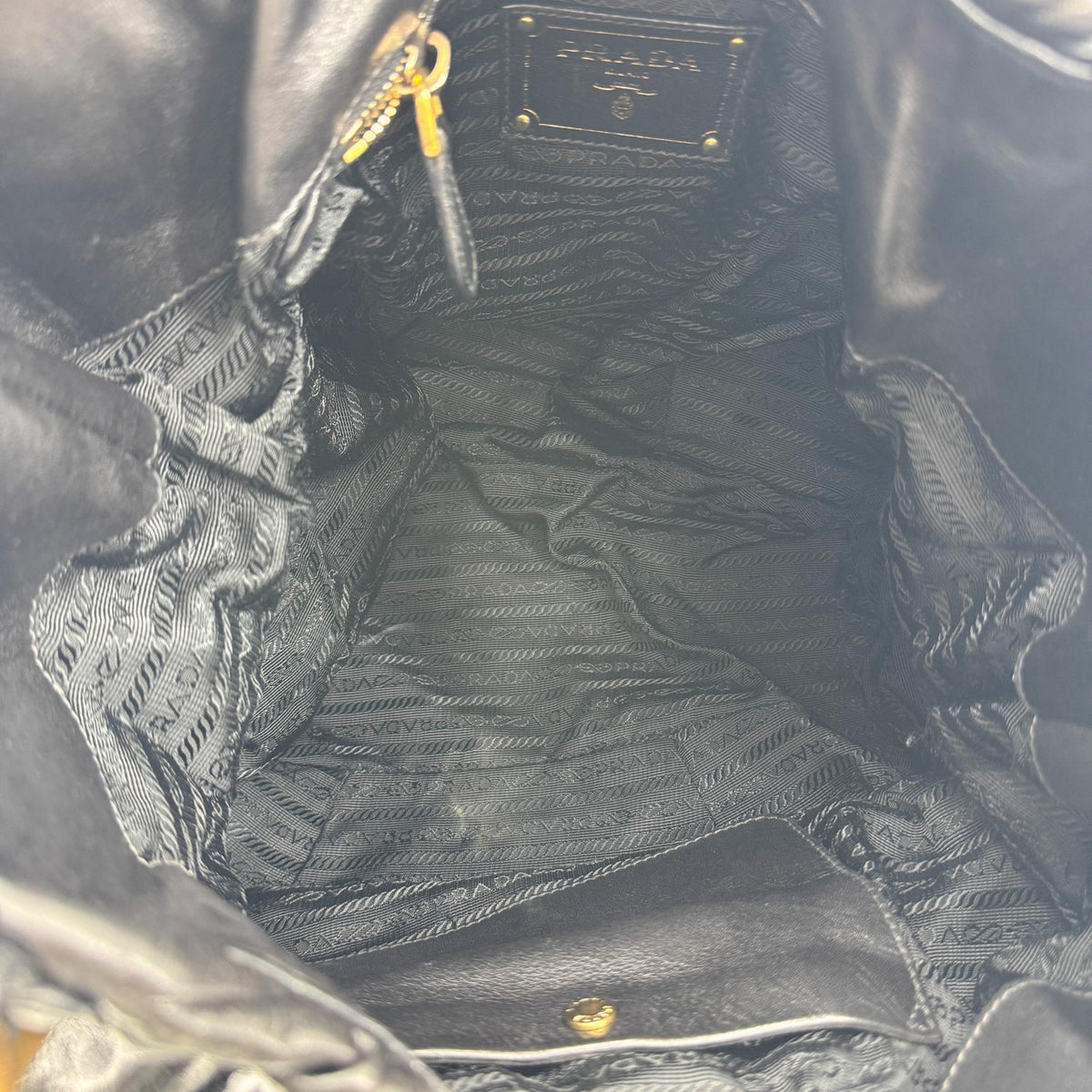 Prada Buckle Open Soft Calf, Black, Leather, Tote Bag