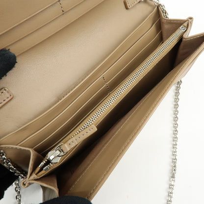 Fendi Continental Wallet on Chain Studded Leather, Beige, Leather, Crossbody Bag
