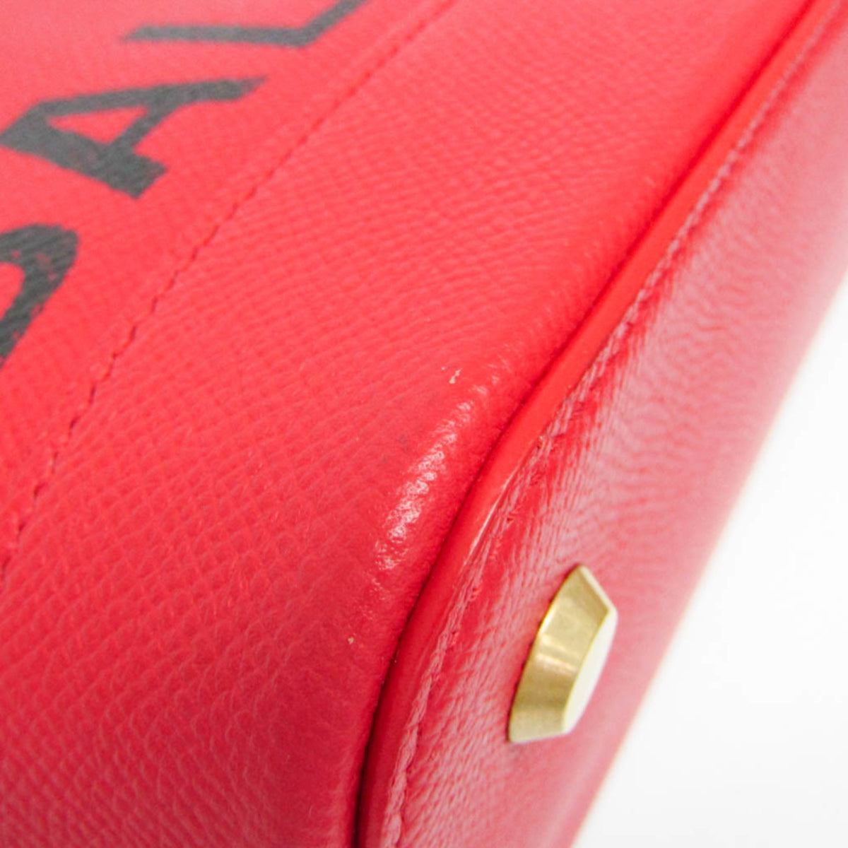 Balenciaga Logo Ville Leather, Red, Leather, Handbag