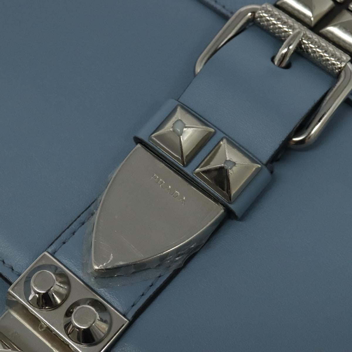 Prada Elektra Studded Leather, Blue, Leather, Shoulder Bag