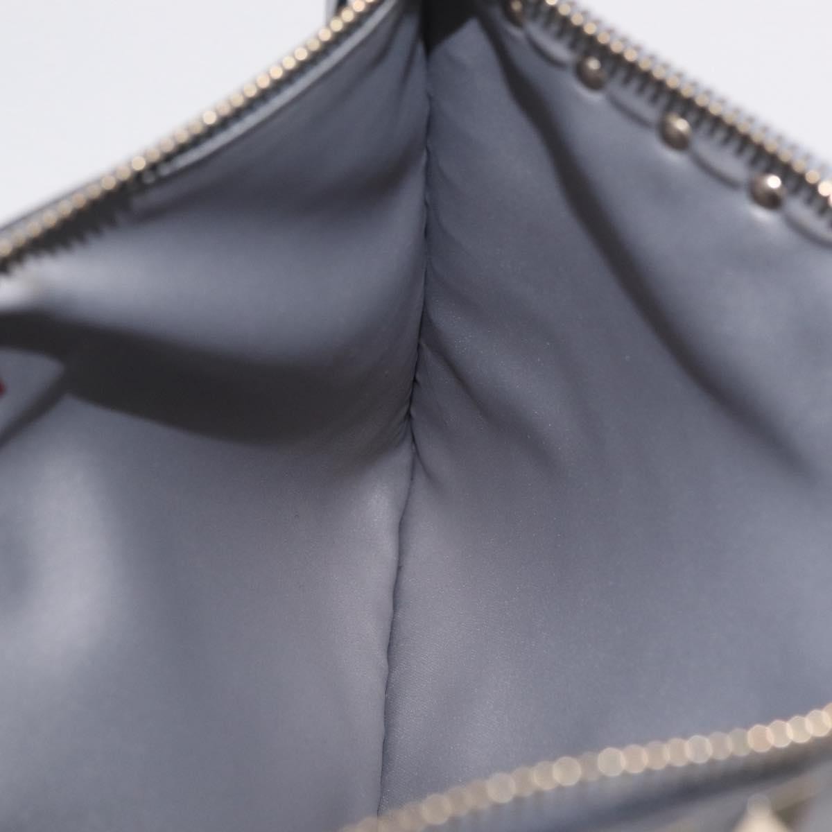 Valentino Garavani Rockstud Pouch Leather, Gray, Leather, Clutch