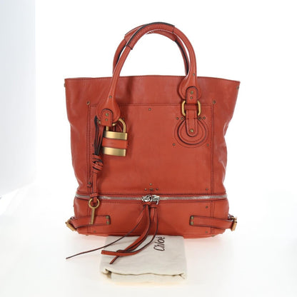 Chloe Paddington Leather, Orange, Leather, Tote Bag