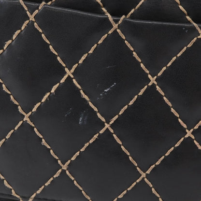 Chanel Chanel Matelassé Cuir Noir Black leather, Black, Leather, Handbag