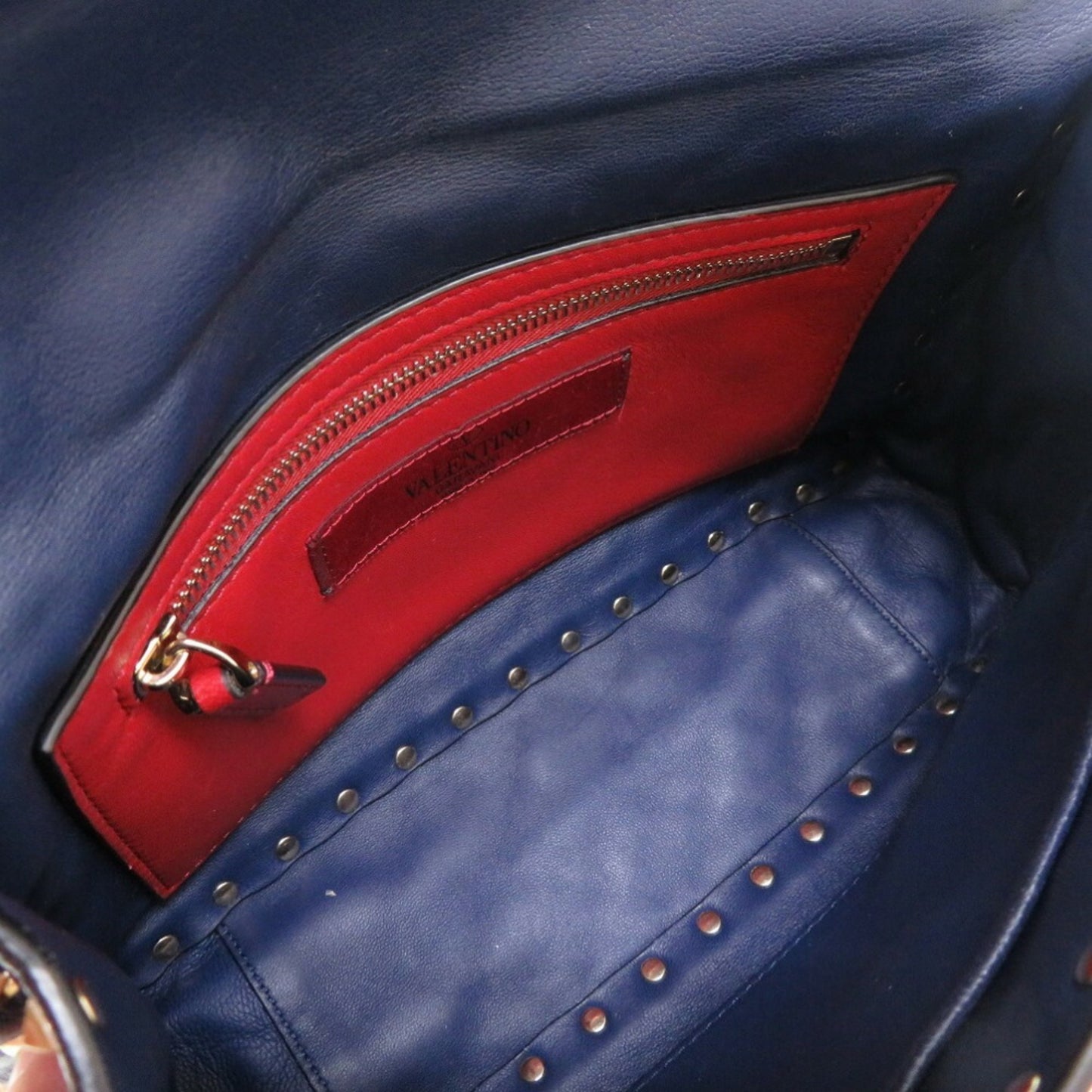 Valentino Garavani VLTN, Navy, Leather, shopper