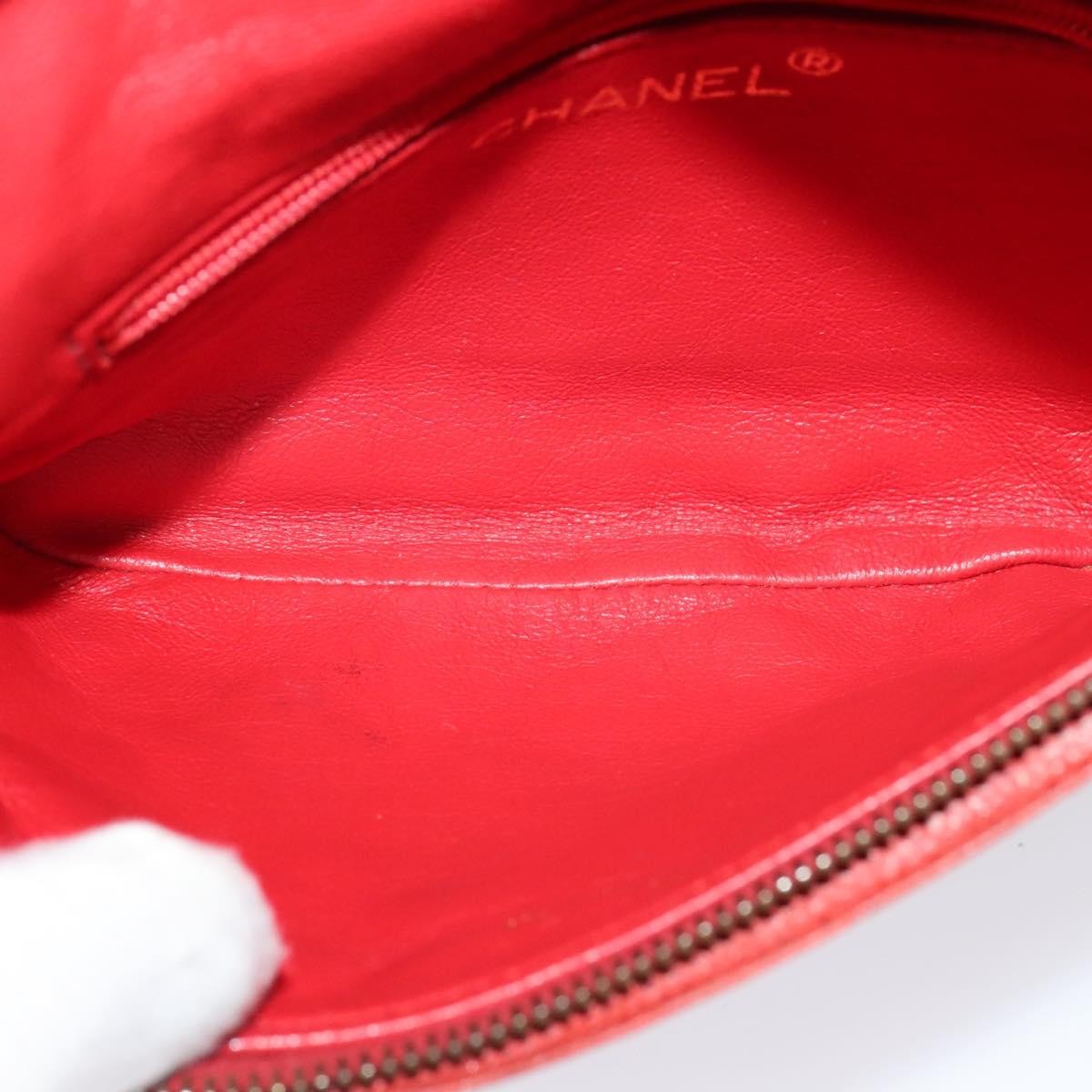 Chanel Vintage Zip Belt Quilted Caviar, Red, Leather, Shoulder Bag
