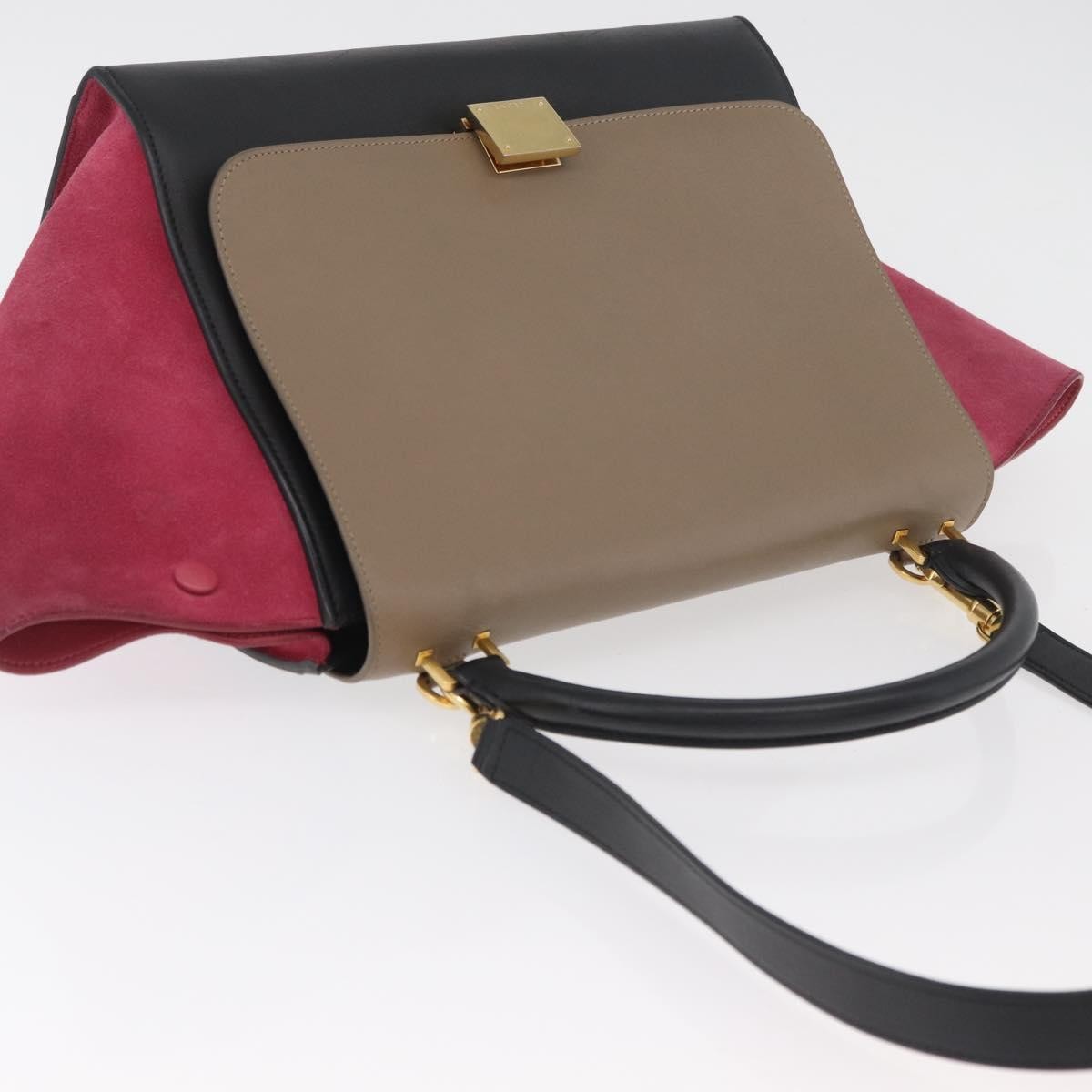 Celine Trapeze Leather with Suede, Multicolour, Leather, Handbag