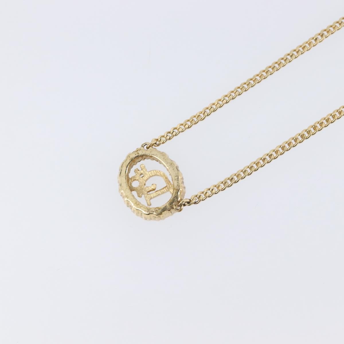 Christian Dior Vintage Logo Pendant Metal, Gold, Metal, Necklace