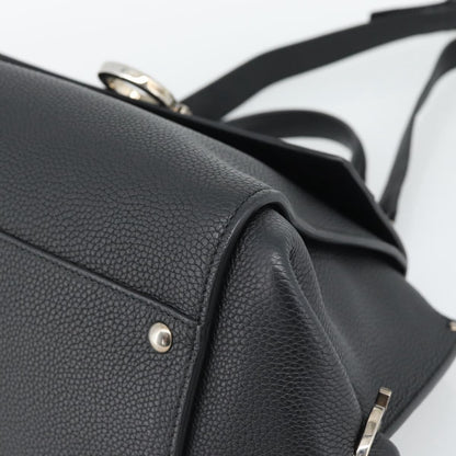 Salvatore Ferragamo Sofia Satchel Grainy Leather, Black, Leather, Handbag