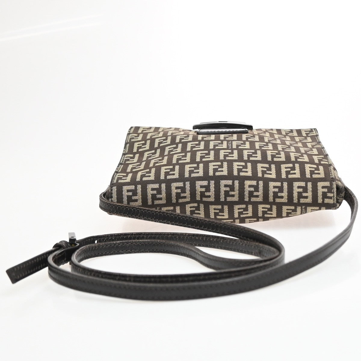 Fendi Vintage Flap Zucchino Canvas, Brown, Canvas, Crossbody Bag