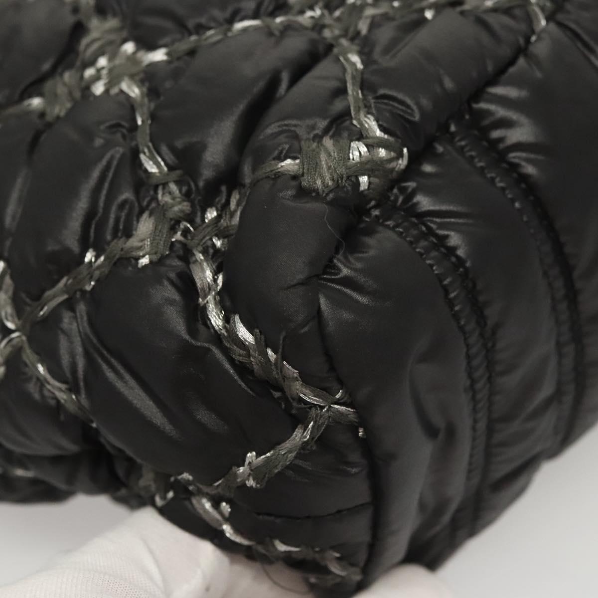 Chanel Tweed on Stitch Zip Tote Quilted Nylon, Black, Nylon, Shoulder Bag