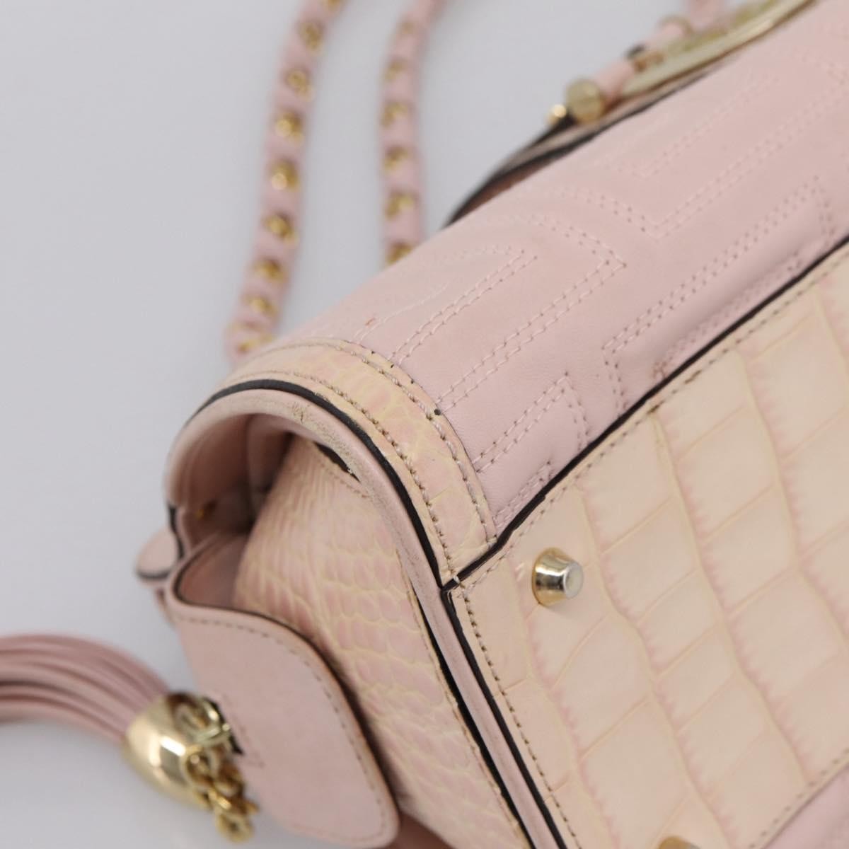 Versace Vintage Tote Leather, Pink, Leather, Tote Bag