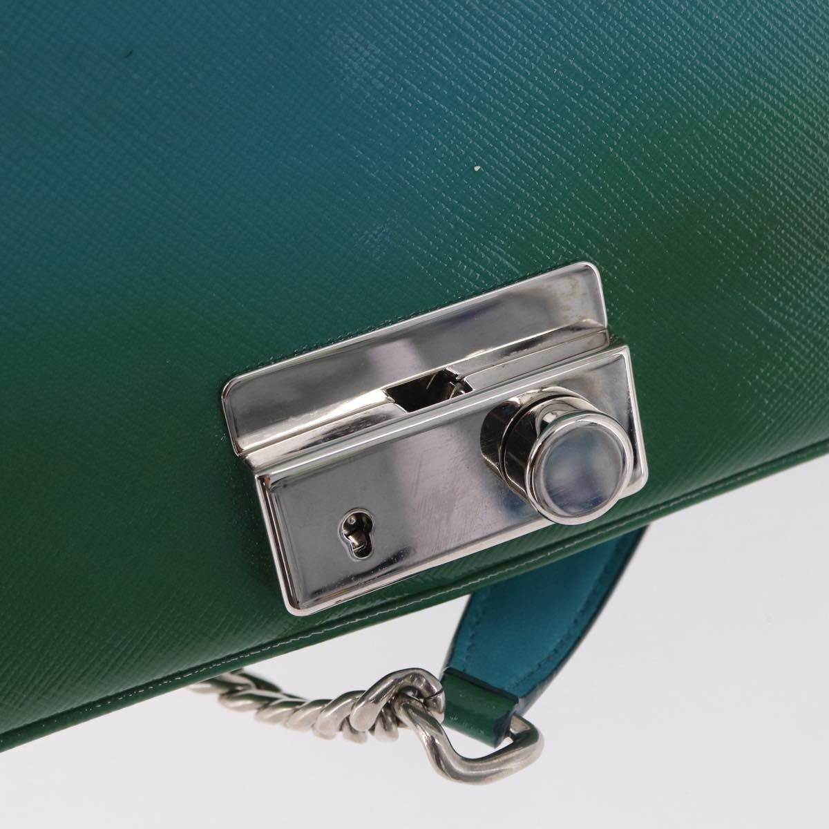 Prada Sound Chain Saffiano Leather, Green, Leather, Shoulder Bag