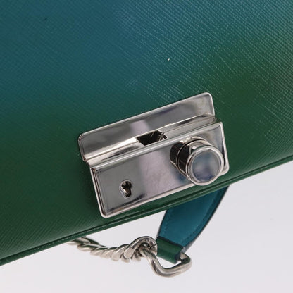 Prada Sound Chain Saffiano Leather, Green, Leather, Shoulder Bag