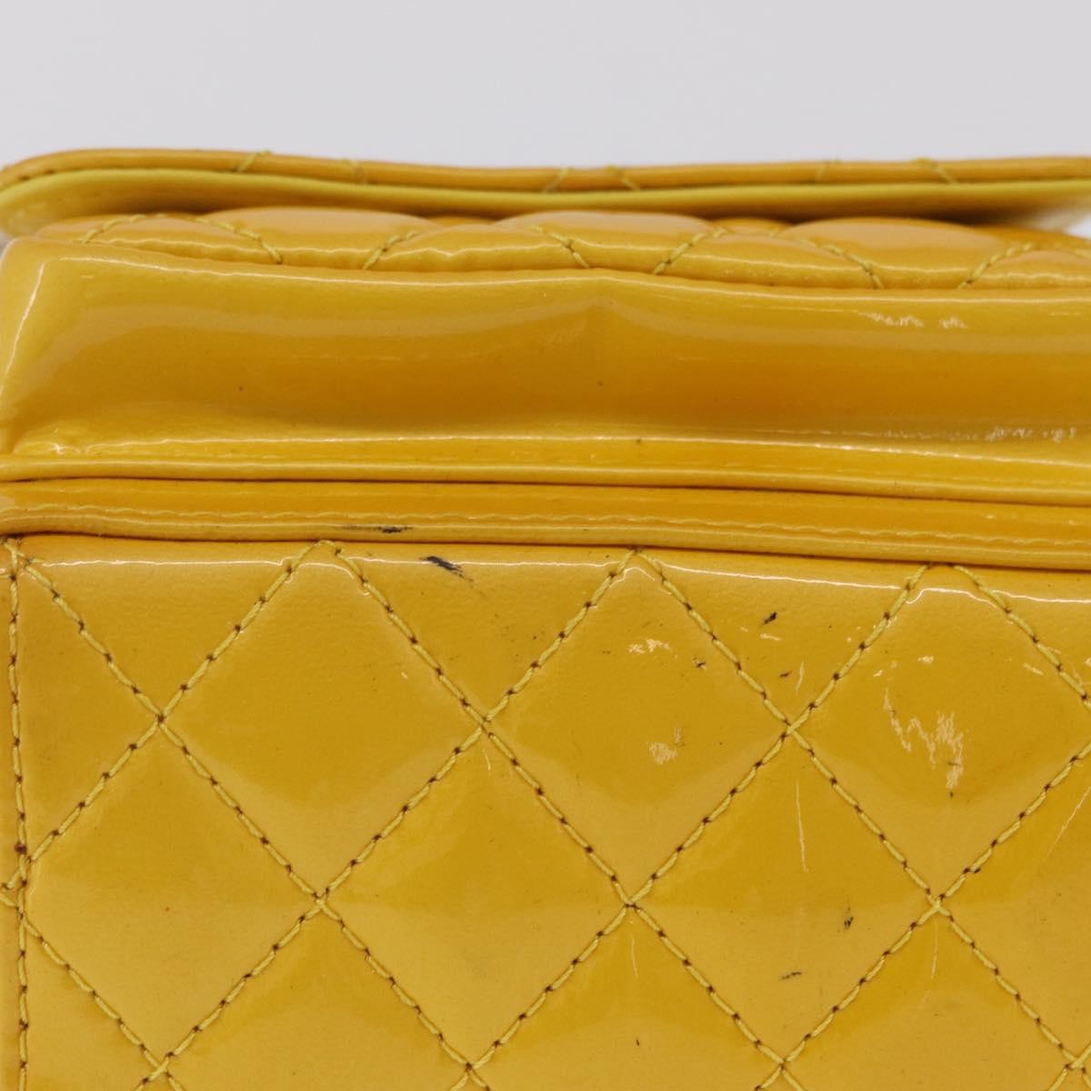 Chanel Pocket Box Camera Case Quilted Patent, Yellow, Patent Leather, Crossbody Bag