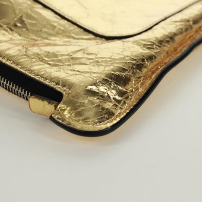 Chanel Feminine Crinkled Leather, Gold, Leather, Clutch