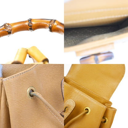 Gucci Vintage Bamboo Leather, Yellow, Leather, Backpack