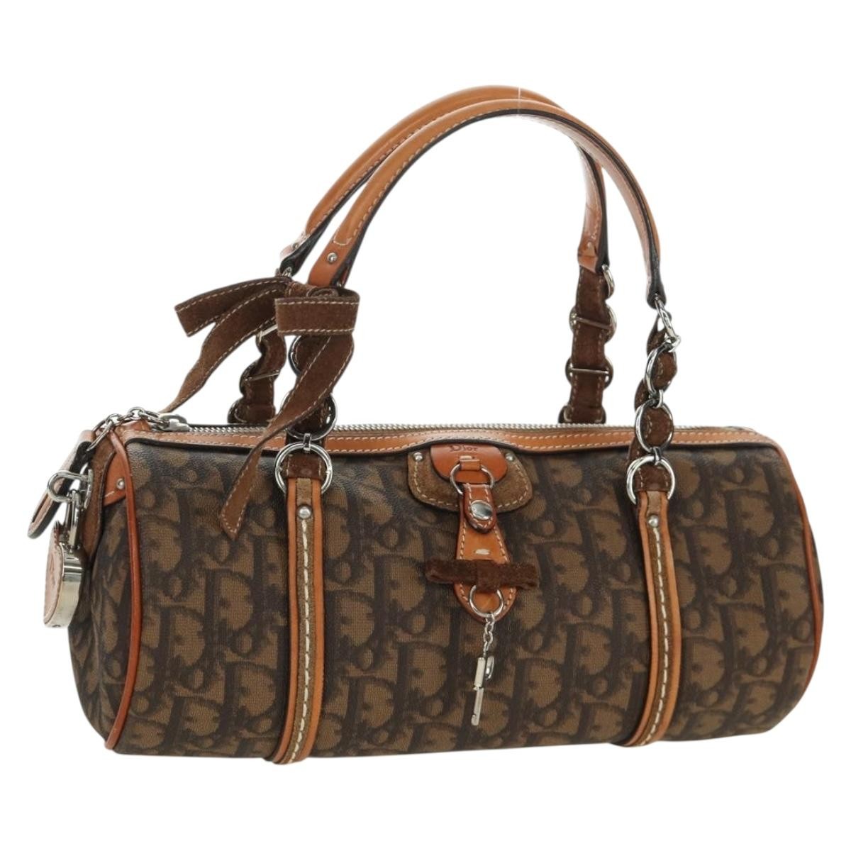 Christian Dior Vintage Trotter Romantique Boston Diorissimo Coated Canvas, Brown, Canvas, Handbag