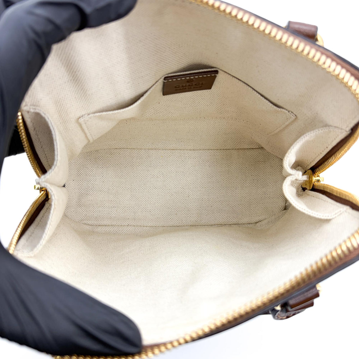 Gucci Horsebit 1955 Top Handle GG Coated Canvas with Leather, Brown, Canvas, Handbag