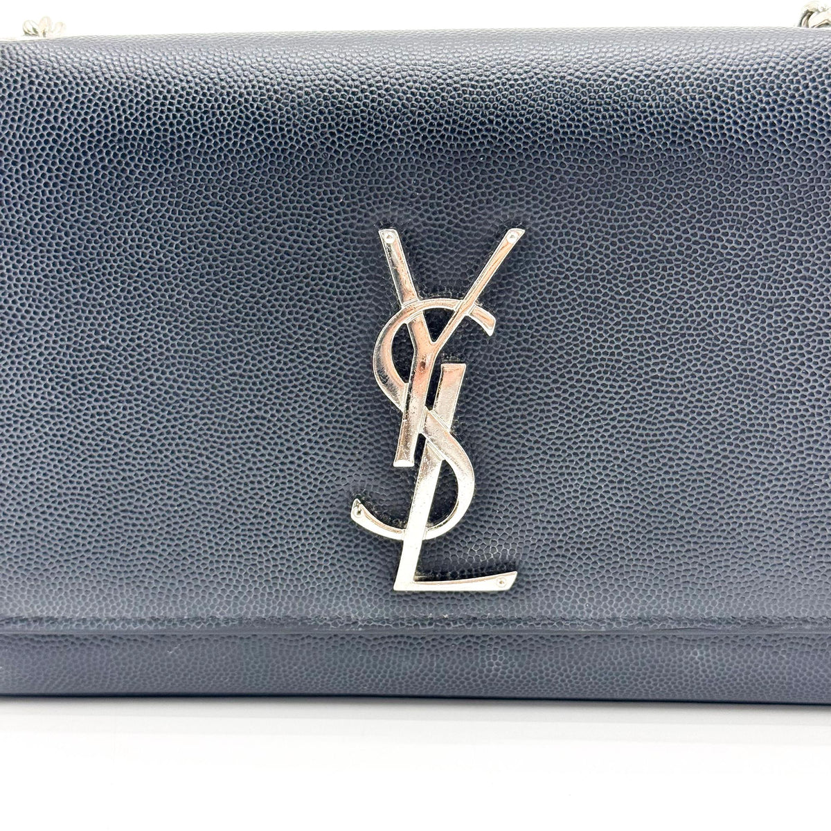Saint Laurent Classic Monogram Grainy Leather, Black, Leather, Crossbody Bag