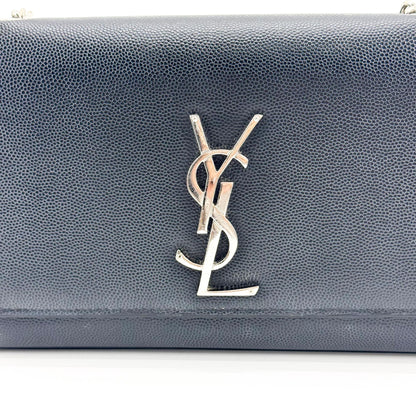 Saint Laurent Classic Monogram Grainy Leather, Black, Leather, Crossbody Bag