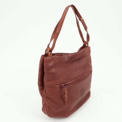 Loewe Anagram Leather, Burgundy, Leather, Tote Bag