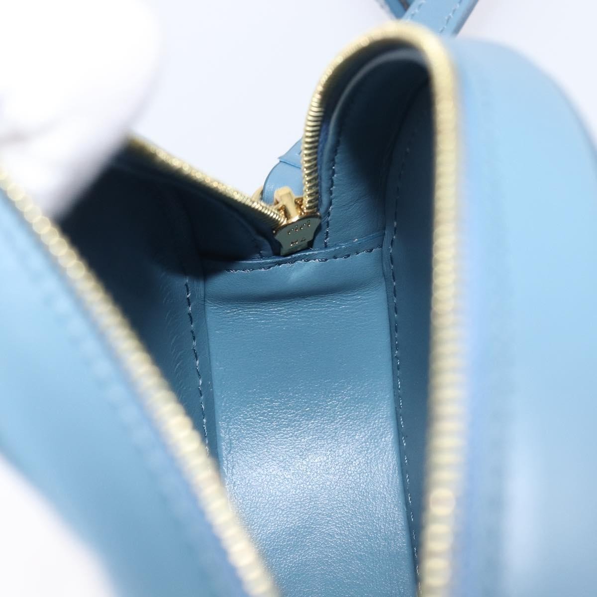 Celine Triomphe Oval Leather, Blue, Leather, Crossbody Bag